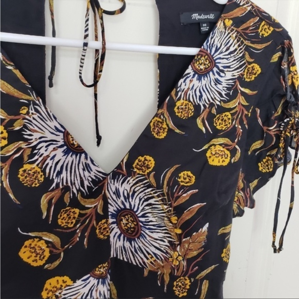 Madewell Painted Blooms Open Back Mini Dress Sz 00/XS. Like New - Picture 4 of 7